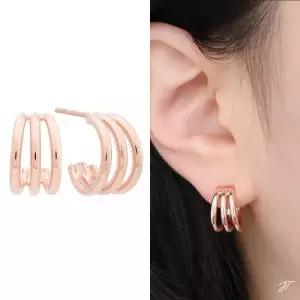 14K 골드필드 핀 커브 링 데일리 귀걸이