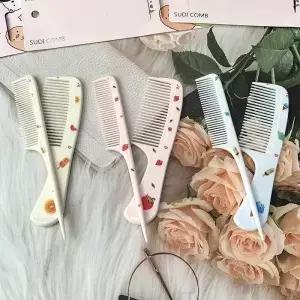 2pcs 귀여운 헤어 빗 세트 정전기 방지 딸기 휴대용 미용
