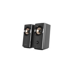 깨끗한 대화와 사운드 블래스터, USB-C 오디오, 마이크 및 헤드셋 포트, 블루투스 5.0, 최대 60W 피크 전력, 컴퓨터 노트북용으로 제공되는 Creative T60 2.0 컴팩트 하이파이 데스크톱 스피커