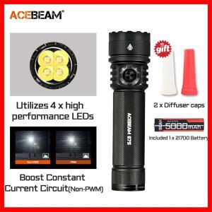 ACEBEAM E75 쿼드 코어 LED 손전등 USB C 충전식 토치(21700 배터리 포함) 4500LM 260M 강력한 방어 스트로