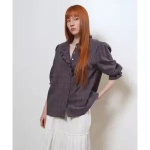제너럴아이디어 GF2LBL517PU 남성 셔츠 옥스포드 체크 프릴 블라우스 [PURPLE] GF2LBL517 6388924