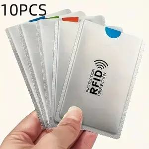 10개 RFID 차단 카드 슬리브 방지 NFC ID 신용카드 보호기 적 홀더 정리 가방