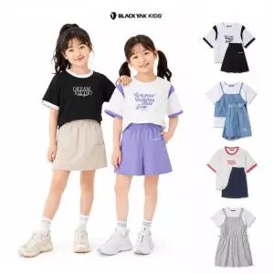 [롯데백화점]블랙야크 키즈 여아 티셔츠+바지세트 시원하고 활동이 편한상하복 4종택