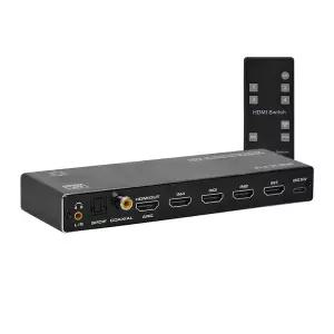 4x1 HDMI2.0분배기 4K ARC 광케이블 동축 리모컨조작 영상 신호 분배 모니터 공