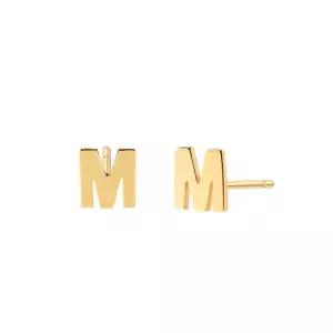 [신세계라이브쇼핑][비앤비골드] 14K 심플 민자 알파벳 이니셜M 침귀걸이 한쌍 DAE36579