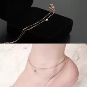 정품 14K Gold 로즈골드 볼 더블 체인 발찌