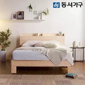 [동서가구]힐링 피톤치드 수납헤드 편백나무 ALL 원목 프레임 슈퍼싱글 SS 침대+9존독립 매트리스 DF63900