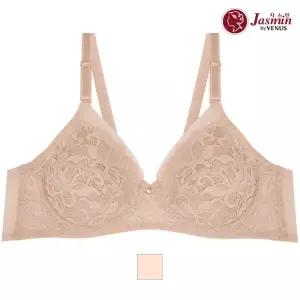 비너스by자스민 JBR1267 시스루 레이스 와이어 홑겹 풀컵 브라 (연브라운/75B-90