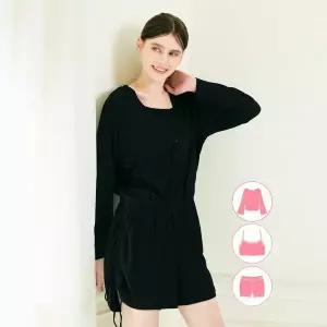 [하프클럽/베이직 엘르]베이직엘르 여성인 블랙 일체형 커버업 비치웨어 세