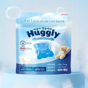 허글리 8IN1 딥 클린 초고농축 캡슐 세탁세제 코튼캔디 향, 100개입, 1개