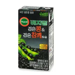 정식품 베지밀 검은콩과 검은참깨 두유 190ml x 72팩