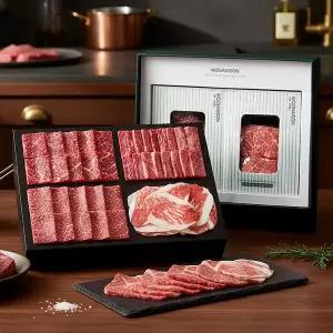 [무케렌시아][우메종] 투뿔한우 1++ 골드 세트 1kg (등심+갈비+살치+차돌) 소고기 선물 한우 세트