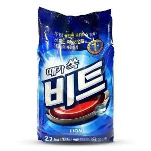 라이온 KBL719N2 때가 쏙 비트 분말 세탁 세제 리필 2.7kg