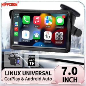 카플레이 모니터 디스플레이 carplay 네비게이션 HIPPCRON 멀티미디어 비디오 플레이어 7인치 무선 안드로이드 오토 휴대용 IPS 터치스크린 카 라디오 TF 후방카메라