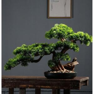 녹색식물 인조 분재 올드 말뚝 스타일 로비 67x30x54cm 조경 귀한 사무실 1 인조소나무 거실