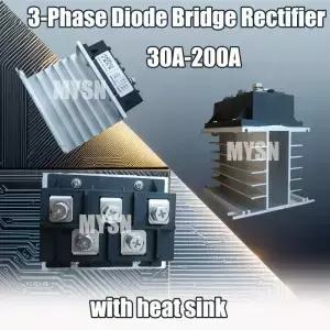 EU 인증 MDS200A 72V 36V 브리지 정류기 30A200A 3상 다이오드 1600V 방열판 포함 밸러스트 DIY