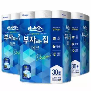 부자되는집 데코 3겹 엠보싱 화장지 27M 30롤 x3팩