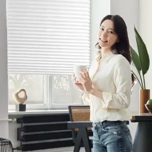 줄없는 햇빛차단 블라인드 종이 창문 간편 미니 커튼 미니 창문 붙이는 차단 햇빛 1층 종이 가리개