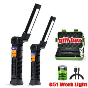 휴대용 COB LED 손전등 마그네틱 랜턴 매달려 램프 내장 배터리 캠핑 토치와 USB 충전 작업 조명