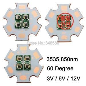 3V / 12V 3535 4 칩 LED 적외선 IR 850nm 도 고출력 이미 터 20mm 구리 PCB 포함