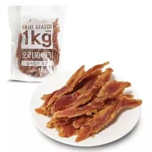 대용량 강아지 간식 육포 사사미 오리꽈배기 1kg