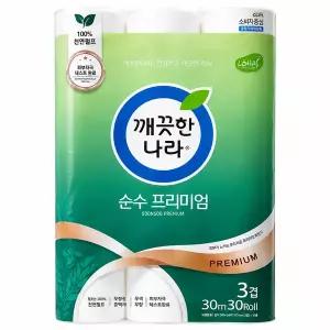 깨끗한나라 순수프리미엄 30m 30롤 3팩
