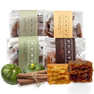 수제한입 미니약과 명인 김규흔 4종 총 400g(꿀+단호박+계피+생강)
