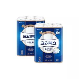 크리넥스 3겹 무형광 울트라클린 27m 30롤 2팩 화장지 휴지