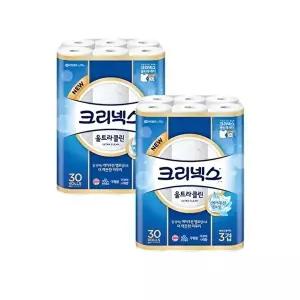 [셀러허브 1][크리넥스] 울트라클린 27m 30롤 x 2팩 3겹 화장지 (11092278)