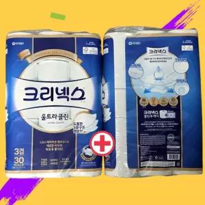 크리넥스 울트라클린 3겹 27m 30롤 2팩 화장지 휴지 아쿠아샤워향 (1srr)