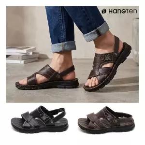 행텐 HT-182 남성용 천연가죽 느낌 크로스 샌들 발편한 여름 슬리퍼 신발