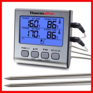 ThermoPro TP17 듀얼 프로브 디지털 야외 고기 온도계 주방용 대형 LCD 화면이 있는 바베큐 오븐 요리
