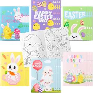 WATINC 24종 부활절 컬러링북 토끼 달걀 병아리 무늬가 있는 DIY 아트북 생일 선물용 창의력 파티용 굿이백