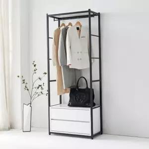 철제선반 가구산책 화이트 2단서랍 행거시스템 옷장 정리대 B4079