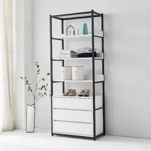 철제선반 가구산책 화이트 3단서랍 행거시스템 옷장 정리대 B4099