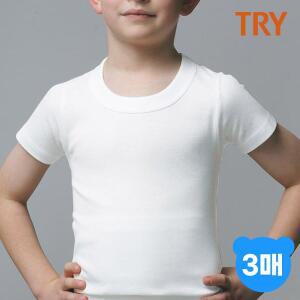 [TRY][트라이] 남아 퓨어 순면 반팔런닝 3매세트