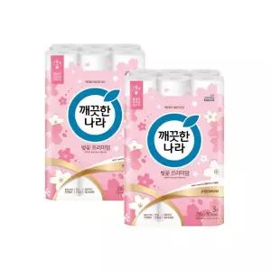 깨끗한나라 벚꽃 3겹 롤화장지 천연펄프 휴지 28m 60롤 최신리뉴얼