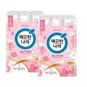 벚꽃프리미엄 3겹 60롤 28MX30롤X2팩