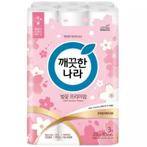 깨끗한나라 허브가든 벚꽃 프리미엄 화장지 30롤 2개