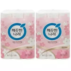 깨끗한나라 벚꽃 프리미엄 휴지 28m (30롤) [2팩]