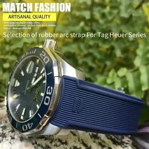 호환  태그 시계에 맞는 천연 고무 시계 밴드 20mm 22mm Heuer Aquaracer 300 500 다이빙 스트랩 스포츠 실