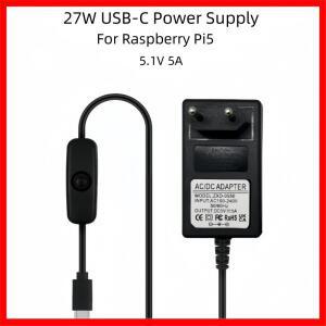 라즈베리 파이 5 5.1V 5A 전원  장치 27W USB C타입 충전기 EU UK 플러그 어댑터 5/4B RPI 용)
