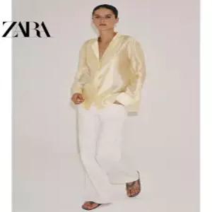 ZARA 자라 여성 ZW 시리즈 긴팔 브이넥 셔츠 4786151 300