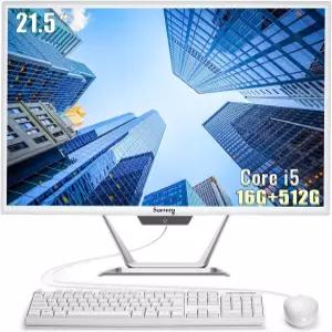 Suevery 올인원 PC 21.5 AIO 데스크톱 컴퓨터 코어 I5 512G SSD DDR4 16G RAM HD 웹캠 Wi-Fi6 1080P 게이밍