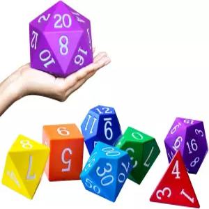 10CM 4인치 점보 폼 7pcs 다면체 주사위 세트 대형 레인보우 컬러 RPG 게임 학습 자료