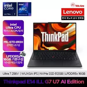 [레노버][십.일.절. 최종 149만]Lenovo Thinkpad E14 ILL G7 U7 AI Edition/온라인교육/사무용/예약판매
