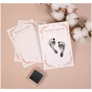 신생아 백일 아기 발도장 키트 성장 카드 잉크 패드 손도장