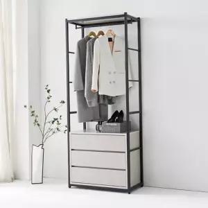 선반 가구산책 연그레이 3단서랍 철제선반 행거시스템 B4084