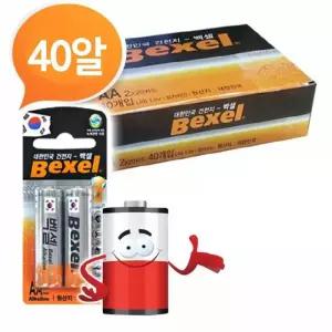 해피 벡셀 알카라인 AA건전지 40P 박스 LR6 빠데리