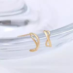 14K GOLD 트위스터 웨이브 영점 일자침 데 여성 여자